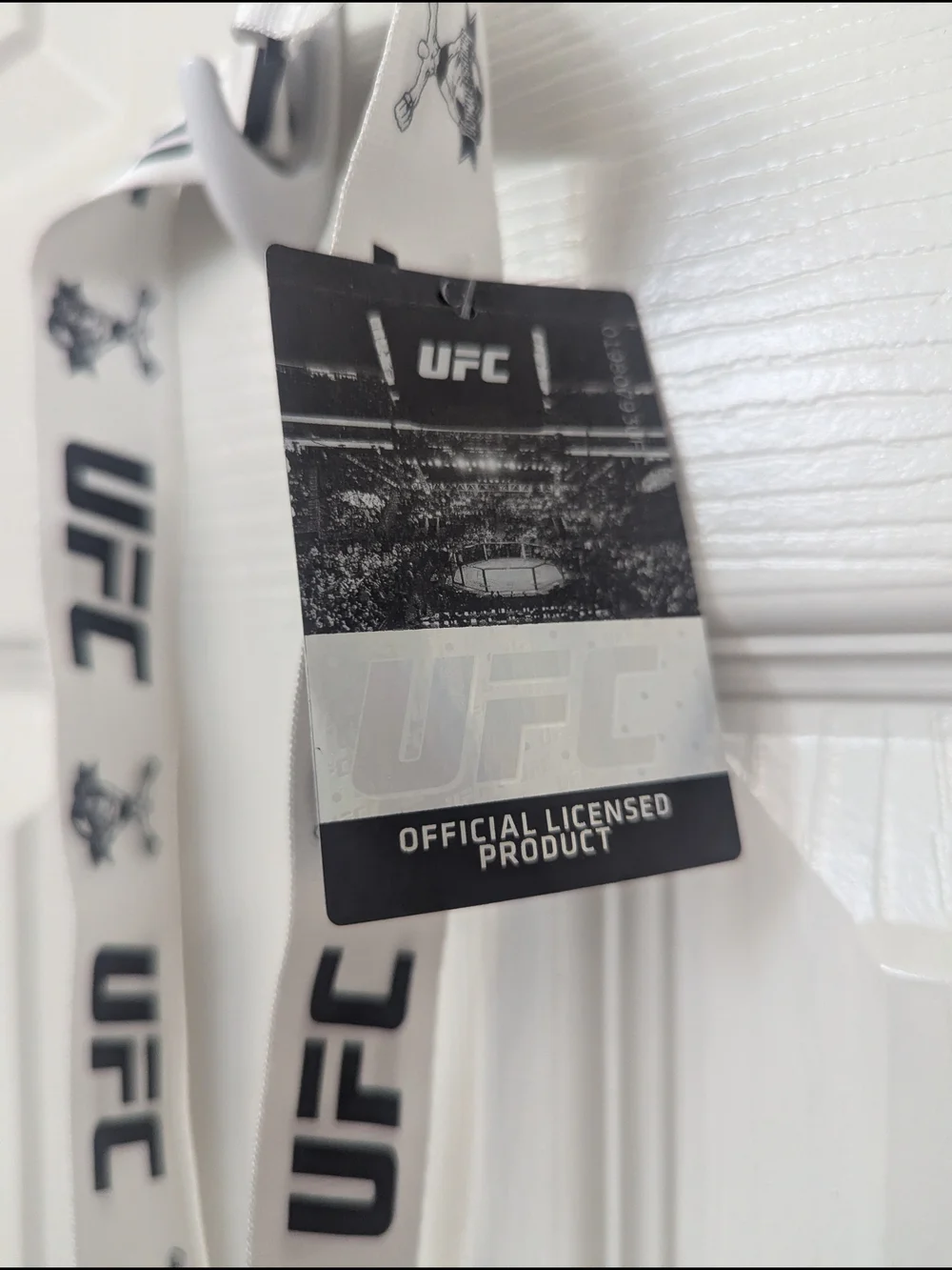 UFC Branded White and Black Lanyard